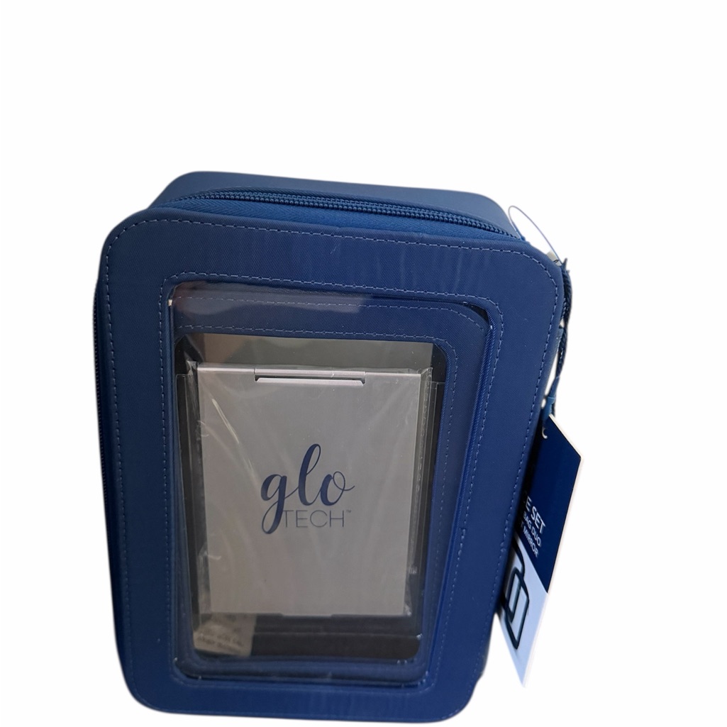 Glo Tech 3-Piece Cosmetic Bag Set With Compact Mirror Nwt